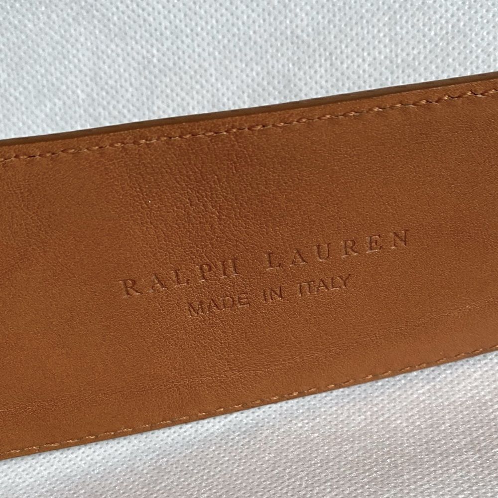 Ralph Lauren Wide Italian Calfskin Leather Double Prong Roller Buckle Belt - Picture 8 of 16
